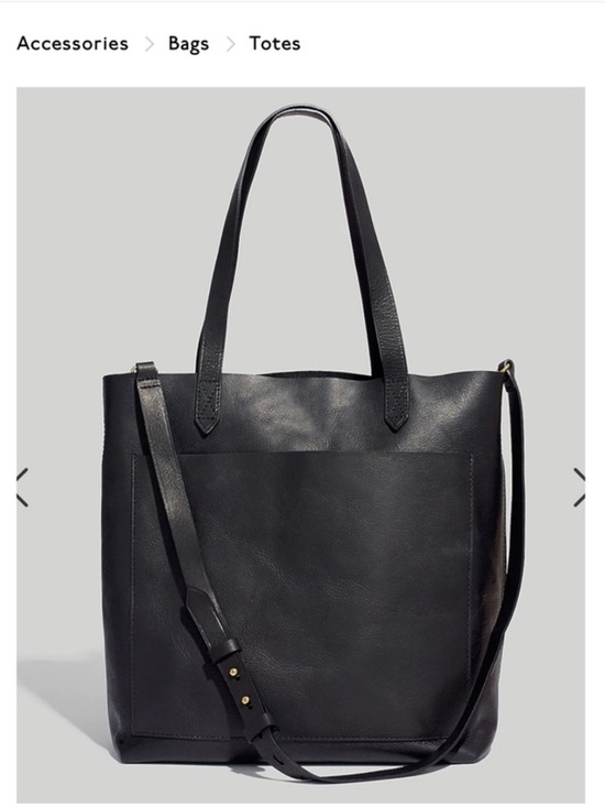 Madewell Handbags - Madewell Black Leather Medium Transport Tote Bag with Adjustable Strap